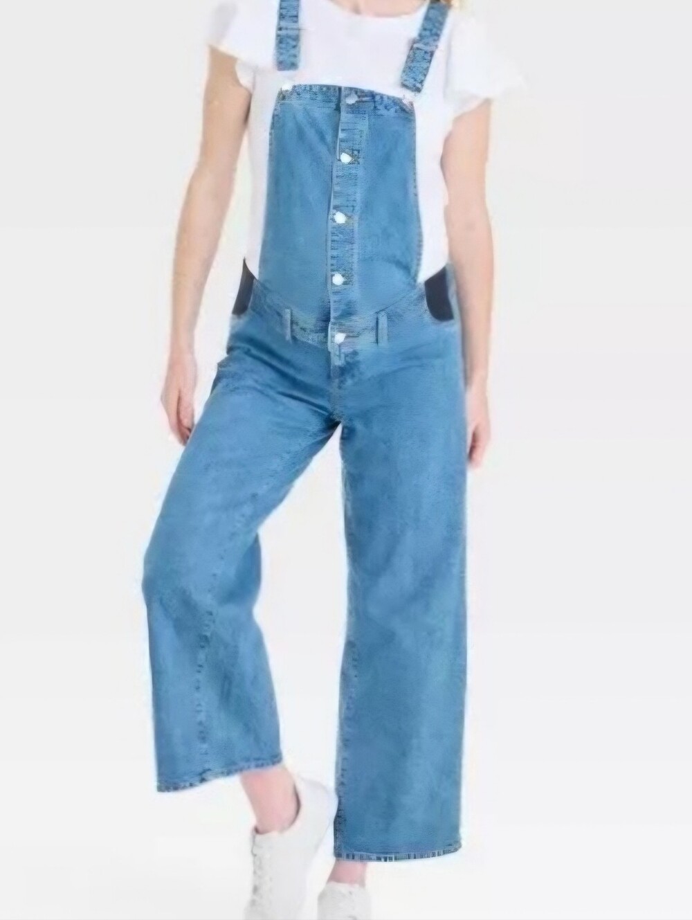 NWT Ingrid & Isabel Maternity Sailor Wide Leg Overalls - Medium Wash Size 6
